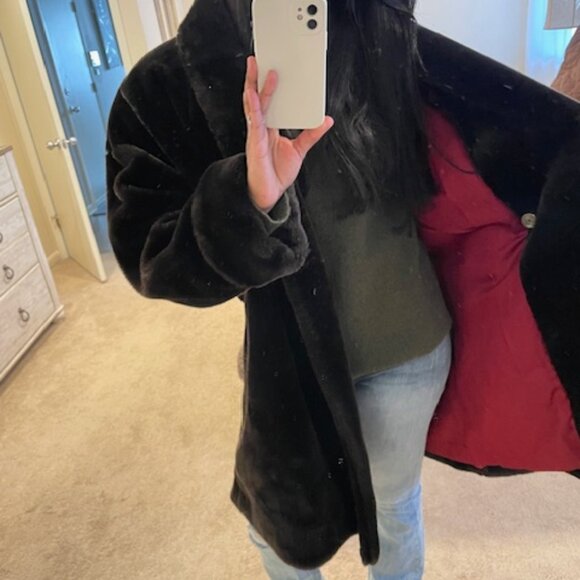 Oversized Brown Faux Fur Shawl Collar Jacket - Picture 1 of 12